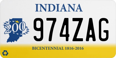 IN license plate 974ZAG