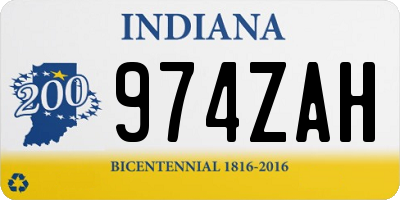 IN license plate 974ZAH