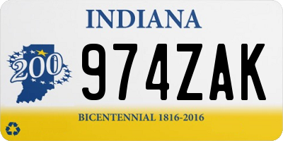 IN license plate 974ZAK