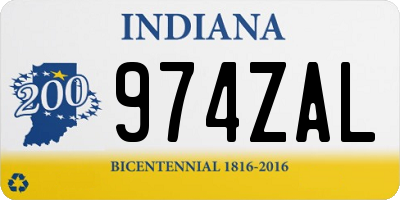 IN license plate 974ZAL