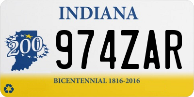 IN license plate 974ZAR