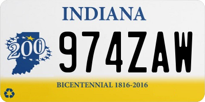 IN license plate 974ZAW