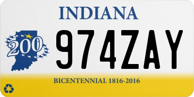 IN license plate 974ZAY