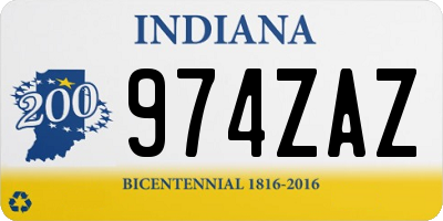 IN license plate 974ZAZ