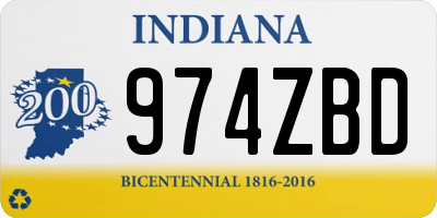IN license plate 974ZBD