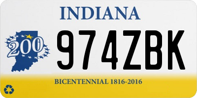 IN license plate 974ZBK