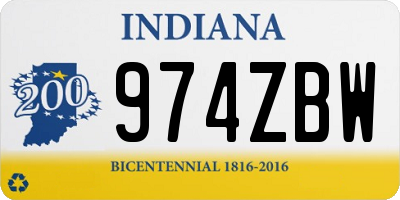 IN license plate 974ZBW