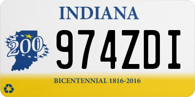 IN license plate 974ZDI