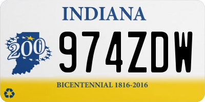 IN license plate 974ZDW