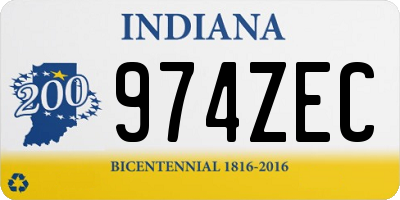 IN license plate 974ZEC