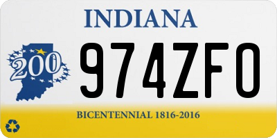 IN license plate 974ZFO