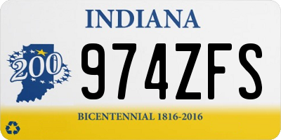 IN license plate 974ZFS