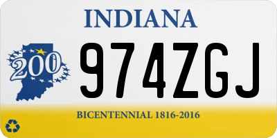 IN license plate 974ZGJ