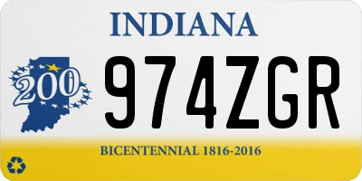 IN license plate 974ZGR
