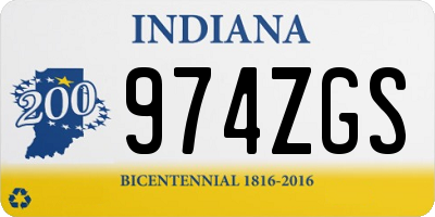 IN license plate 974ZGS