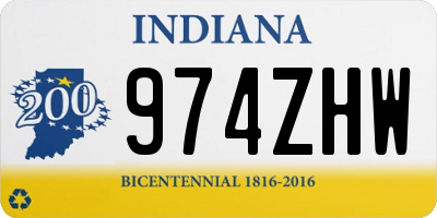 IN license plate 974ZHW