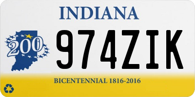 IN license plate 974ZIK