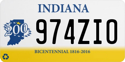 IN license plate 974ZIO