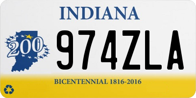 IN license plate 974ZLA