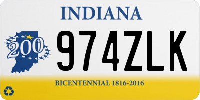 IN license plate 974ZLK