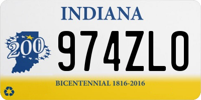 IN license plate 974ZLO