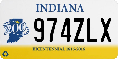 IN license plate 974ZLX