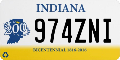 IN license plate 974ZNI