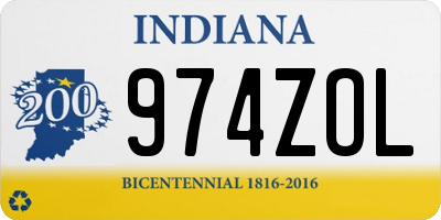 IN license plate 974ZOL