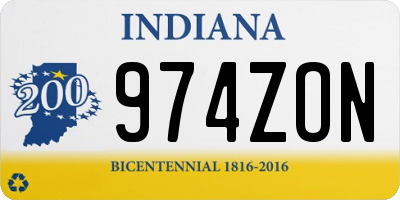 IN license plate 974ZON