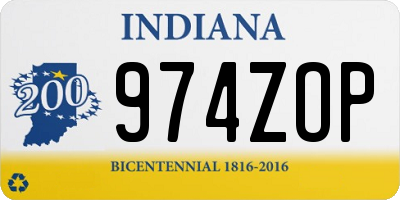 IN license plate 974ZOP