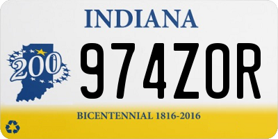IN license plate 974ZOR