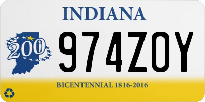 IN license plate 974ZOY
