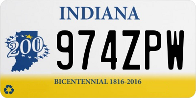 IN license plate 974ZPW