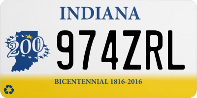 IN license plate 974ZRL