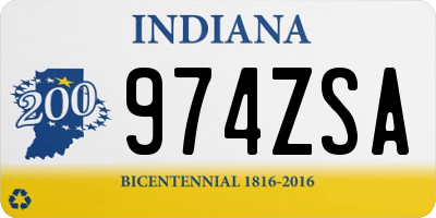 IN license plate 974ZSA