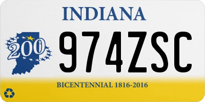 IN license plate 974ZSC