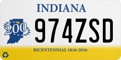 IN license plate 974ZSD