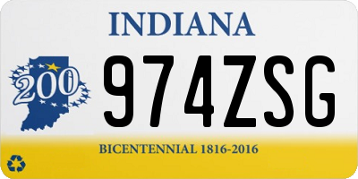 IN license plate 974ZSG