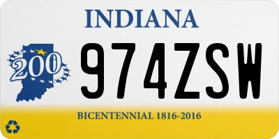 IN license plate 974ZSW