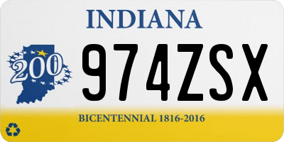 IN license plate 974ZSX