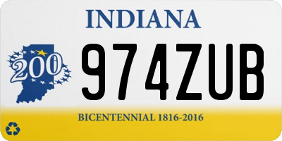 IN license plate 974ZUB