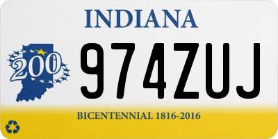 IN license plate 974ZUJ