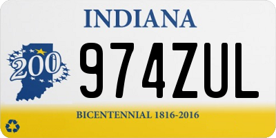 IN license plate 974ZUL