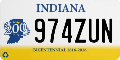 IN license plate 974ZUN