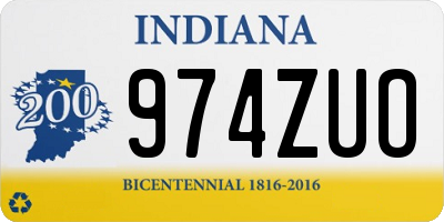 IN license plate 974ZUO