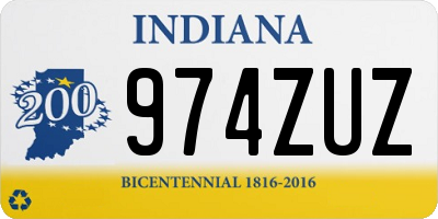 IN license plate 974ZUZ