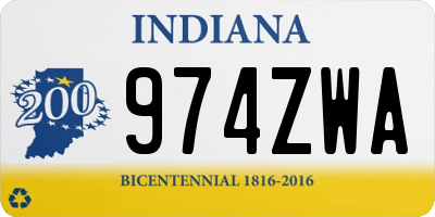IN license plate 974ZWA