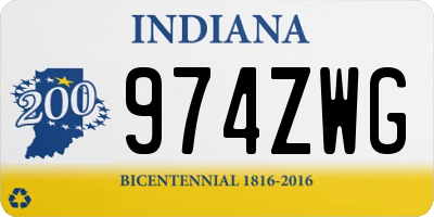 IN license plate 974ZWG
