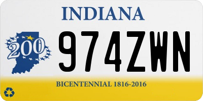 IN license plate 974ZWN
