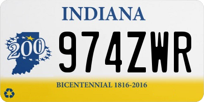 IN license plate 974ZWR